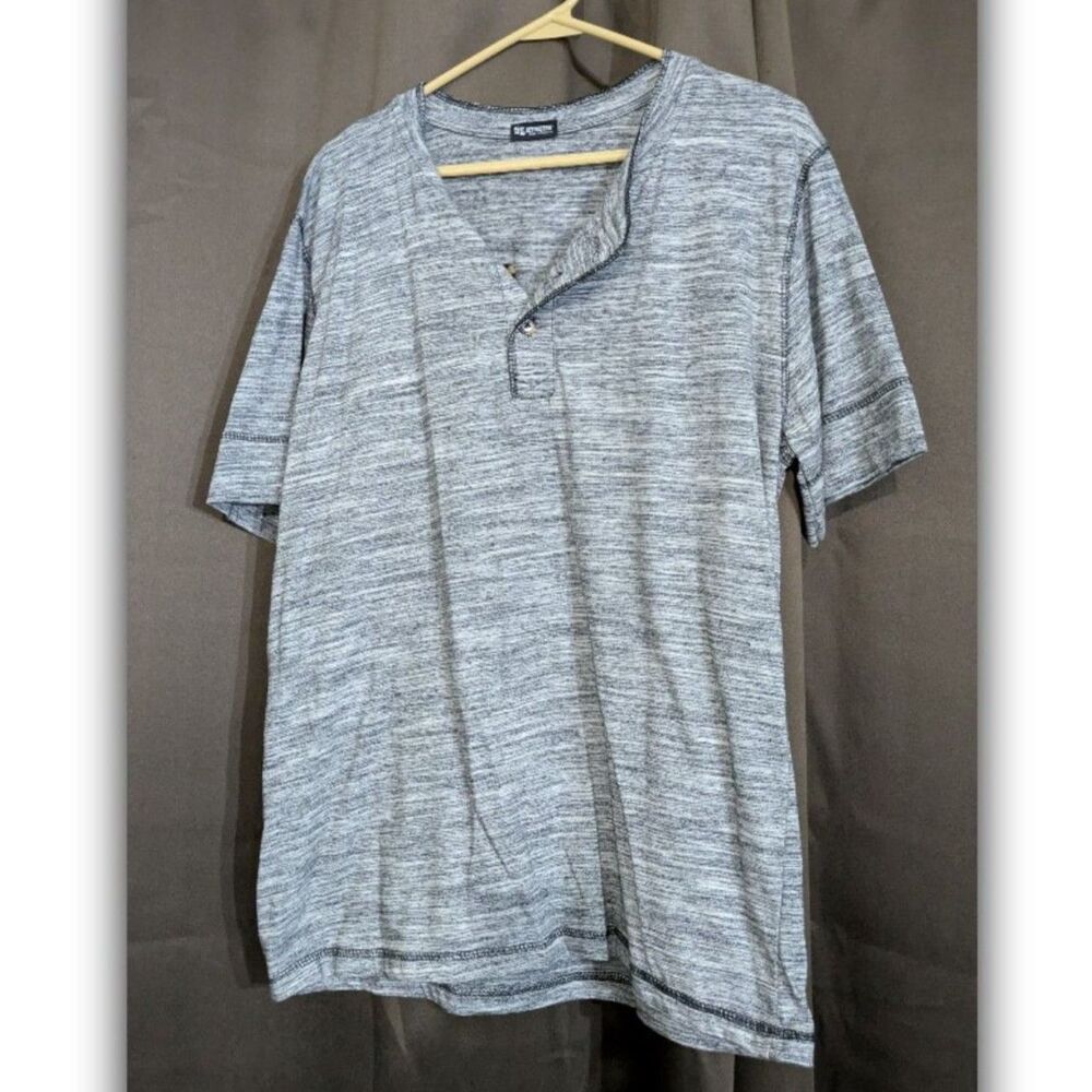 Context Ot Revolution Gray Henley Shirt Mens L Polyester/Cotton